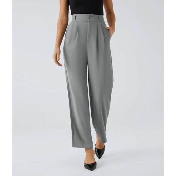 NWT Size Sm (P) Halara High Waisted Button Zipper Side Pocket Shirred Straight L - Picture 1 of 2